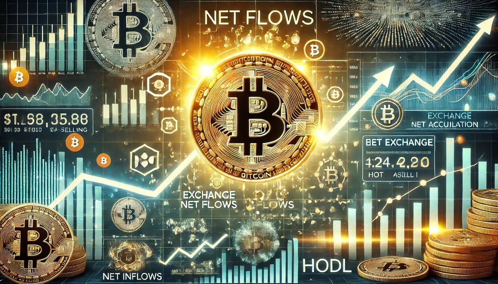 DALL·E 2025 01 09 06.23.40 A financial themed image highlighting Bitcoins exchange net flows signali