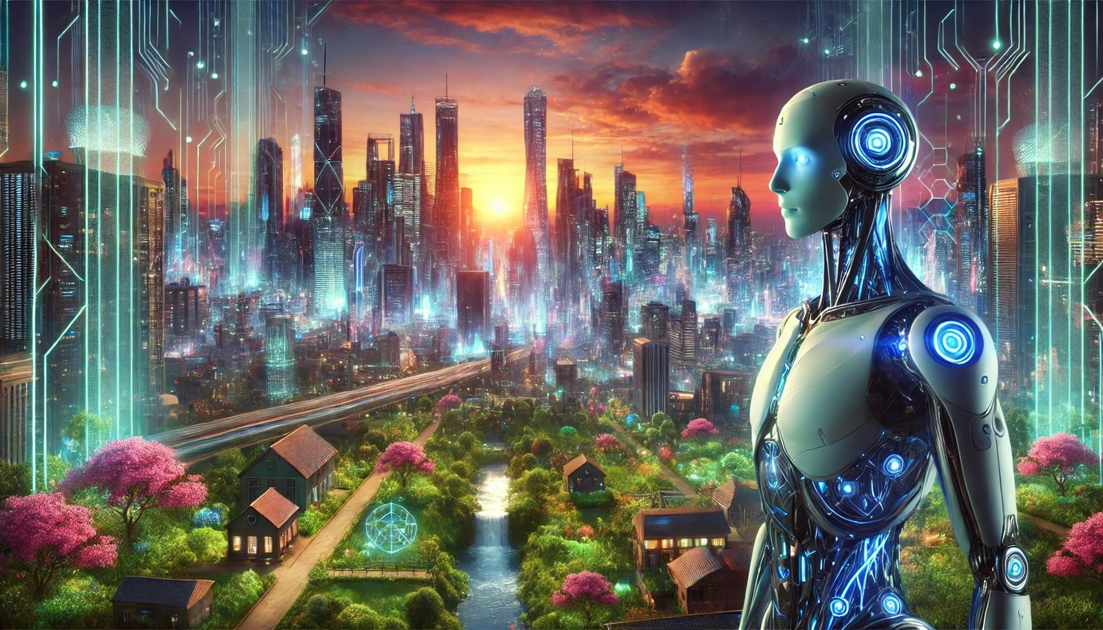 DALL·E 2025 01 15 12.38.24 A futuristic landscape featuring an advanced AI agent robot. The setting